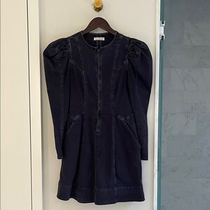 Ulla Johnson Dark Denim Dress with Puff Sleeves